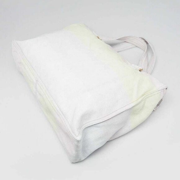 Chanel Light Pink/Yellow/Blue Printed Denim Large Shopping Tote Bag - Picture 3 of 12